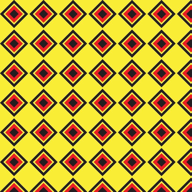 Geometrisch diamantpatroon in geel rood en zwart