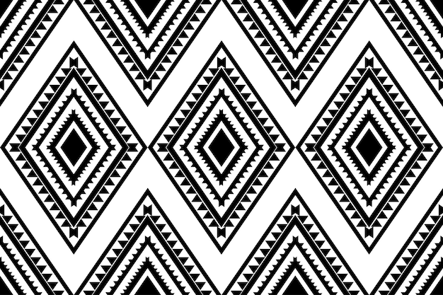 Geometrisch etnisch patroon naadloos voor achtergrond of behang Vectorillustratieontwerp voor tapijt inwikkeling van stof, textiel en meer Zwart-wit