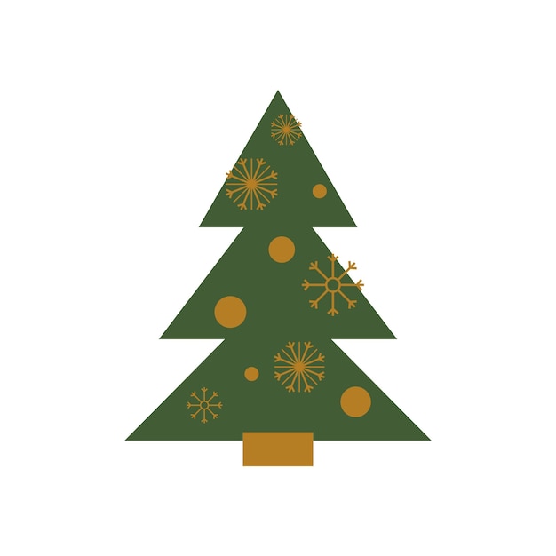 Geometrisch kerstelement geïsoleerd vector Wintervakantie mozaïek geometrische groene driehoekige kerstboom sneeuwvlokken getekend in abstracte vormen Minimalistische Nieuwjaar decoratieve illustratie