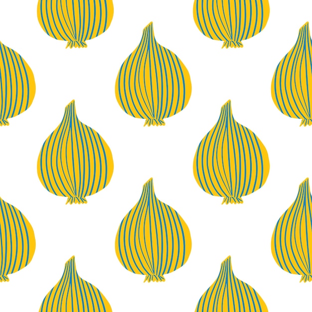 Vector geometrisch naadloos patroon van uienbollen op witte achtergrond