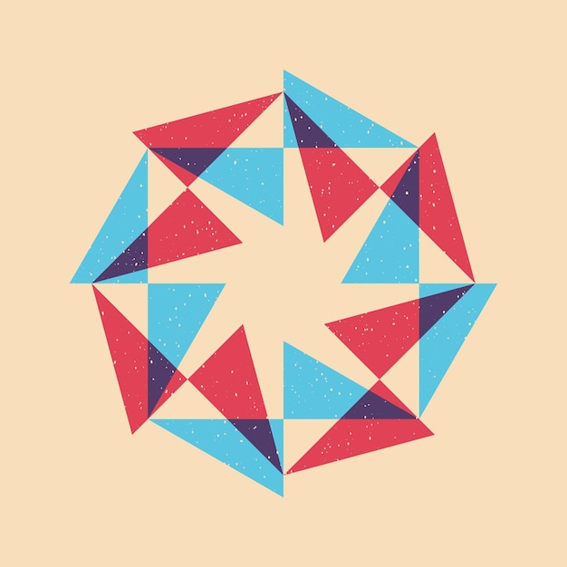 Geometrisch object met riso-afdrukeffect vector grafisch element