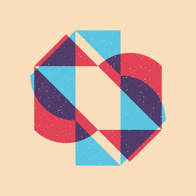 Vector geometrisch object met riso-afdrukeffect vector grafisch element