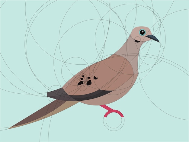 Geometrisch plat ontwerp van Mourning Dove