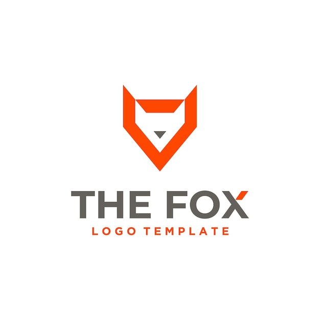 Geometrisch Red Fox-hoofd eenvoudig modern logo-ontwerp