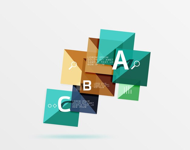 Geometrisch vierkant en driehoeksmalplaatje Vectormalplaatjeachtergrond voor de opties van het de diagramaantal van de werkstroomlay-out of Webontwerp