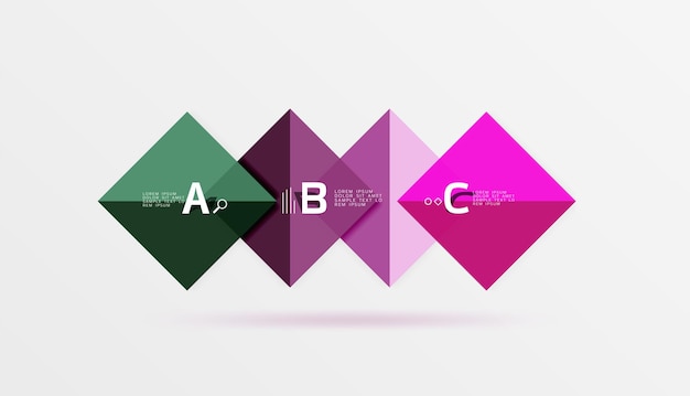Geometrisch vierkant en driehoeksmalplaatje Vectormalplaatjeachtergrond voor de opties van het de diagramaantal van de werkstroomlay-out of Webontwerp