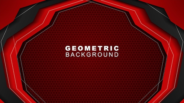 Geometrische achtergrond in rood en zwart met een zeshoekige patroonstijlachtergrond voor banner
