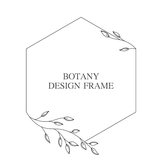 Geometrische bloem krans met bladeren en takken Plantkunde ronde frame geïsoleerd op een witte achtergrond