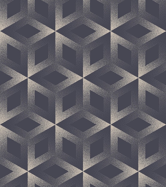 Geometrische blok raster Stipple naadloze patroon Vector trendy abstracte achtergrond