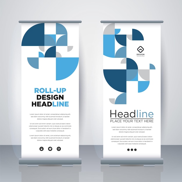 Vector geometrische business roll up standee design banner template presentatie en brochure geometrische xbanner en flagbanner reclame vector illustratie