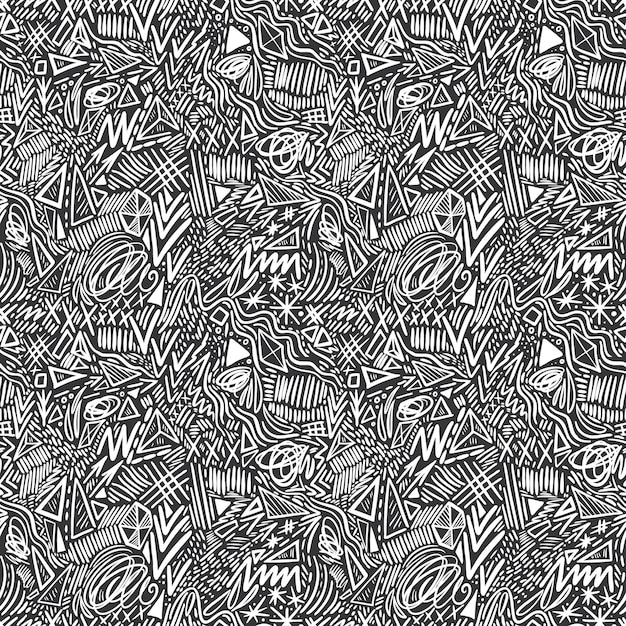 Geometrische doodle handgetekende naadloze patroon Willekeurige decoratieve elementen Vector illustratie