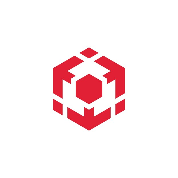 Geometrische doos Hexagon Pijl Logo ontwerp vector sjabloon geïsoleerd op witte achtergrond