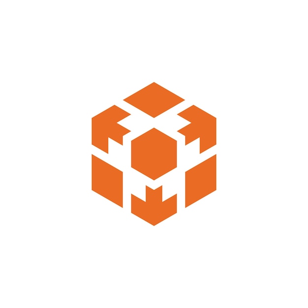 Geometrische doos Hexagon Pijl Logo ontwerp vector sjabloon geïsoleerd op witte achtergrond
