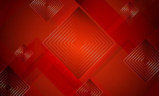 Geometrische driehoek met gouden hoogtepunten glanzende lijn Chinese rode abstracte vectorachtergrond