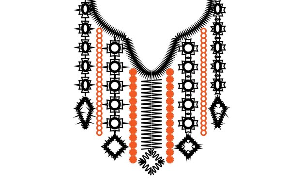 Vector geometrische etnische patroon nek borduurontwerp voor achtergrond of behang en kleding