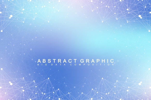Geometrische grafische achtergrond molecuul en communicatie. Big data-complex met verbindingen Digitale datavisualisatie. Wetenschappelijke cybernetische illustratie.