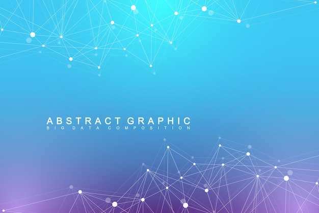 Vector geometrische grafische achtergrondmolecule en communicatie