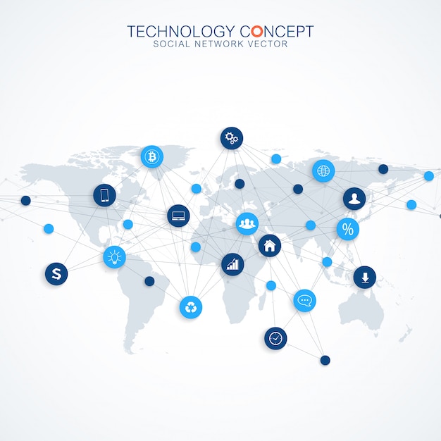 Geometrische grafische communicatie als achtergrond. cloud computing en wereldwijde netwerkverbindingen conceptontwerp. big data-complex met verbindingen. digitale datavisualisatie. wetenschappelijke cybernetica.