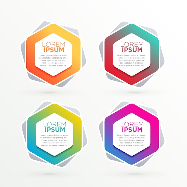 Geometrische hexagonale banners ingesteld met tekstruimte