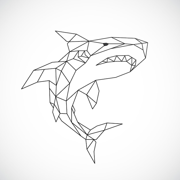 Vector geometrische illustratie van haaien zwarte lijnen