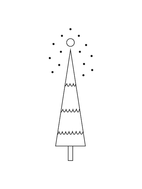 Geometrische kerstboom schets silhouet minimalisme eenvoudige vector illustratie doodle scandinavische
