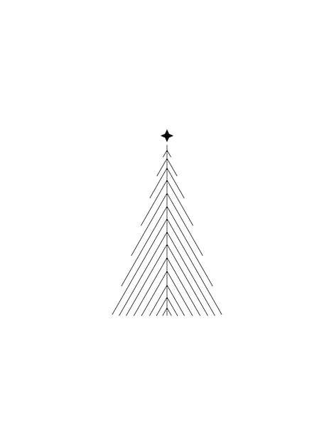 Geometrische kerstboom schets silhouet minimalisme eenvoudige vector illustratie doodle scandinavische