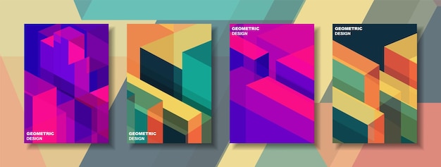 Vector geometrische kleurrijke sjabloon poster en achtergrond trendy cover abstract ontwerp