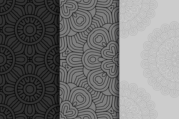 Geometrische mandala naadloze patroon set