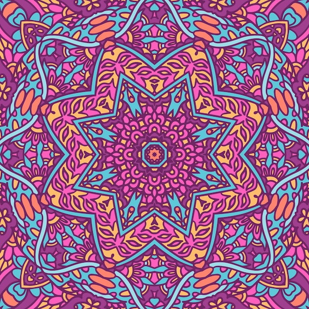 Geometrische medaillon fantasie boho bloemen psychedelische festival achtergrond