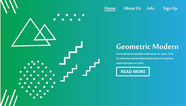 Geometrische moderne website sjabloon bestemmingspagina vector ontwerp illustratie