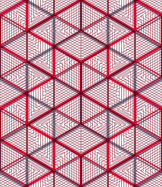Geometrische naadloze patroon, eindeloze kleurrijke transparante vector reguliere achtergrond. abstracte bekleding met 3d-superponeer cijfers, eps10.