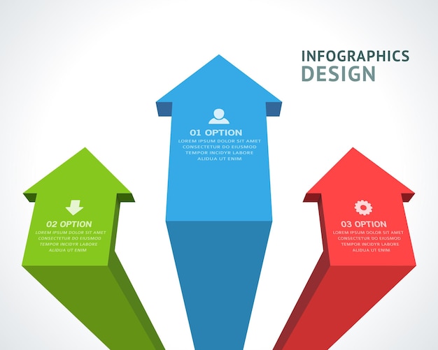 Vector geometrische opwaartse pijlen infographics regeling zakelijke structuur opties realistische sjabloon vector