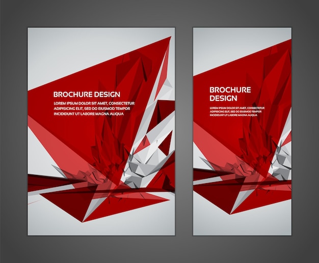 Geometrische rood glas gebarsten structuur noodlijdende effect brochure boekje decorontwerp sjabloon vector