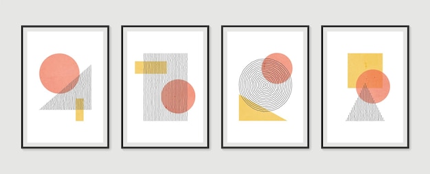 Geometrische trendy set abstracte esthetische minimalistische handgetekende hedendaagse posters