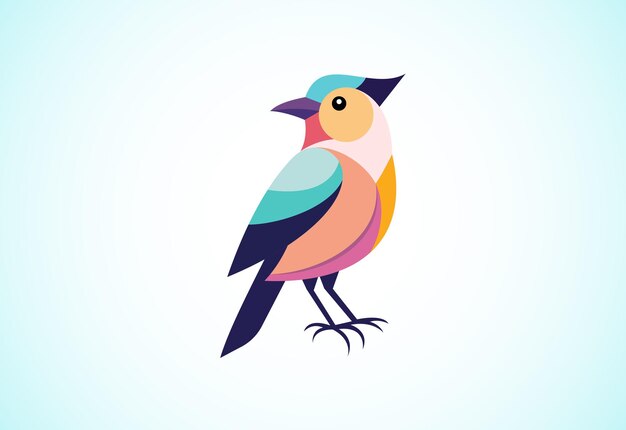 Vector geometrische veelkleurige vogel vogel logo ontwerp vector illustratie.