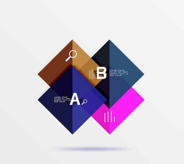 Geometrische vierkant en driehoek sjabloon Vector sjabloon achtergrond voor workflow lay-out diagram nummer opties of webontwerp