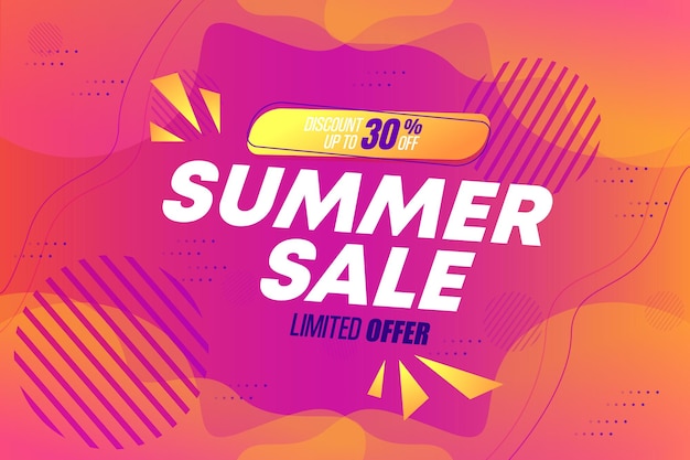 Geometrische vloeistof moderne zomer verkoop banner achtergrond voor promotie en aanbod