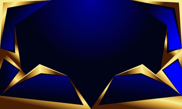 Vector geometrische vorm met gouden pijlstaven op gekruiste lijnen en donkerblauwe achtergrond