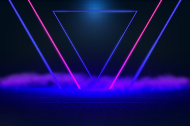 Geometrische vormen neonverlichting achtergrond