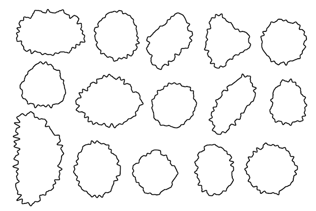 geometrische vormen ronde ovale lineaire strepen onregelmatige ruwe zwarte lineaire voor het ontwerp van ansichtkaarten