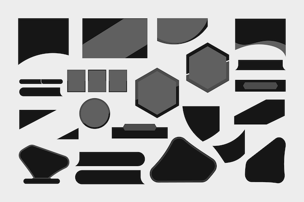 Geometrische vormen zwarte silhouet pictogrammen abstracte organische vormen Vector set van minimalistisch ontwerp el