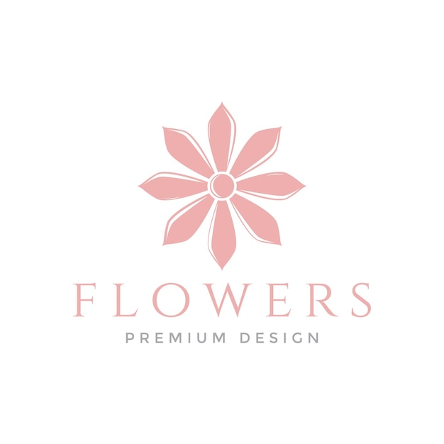 Geometrische vrouwelijke bloem roze logo ontwerp vector grafisch symbool pictogram teken illustratie creatief