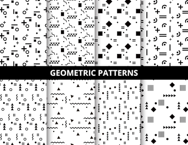 Vector geometrische witte en zwarte patronen