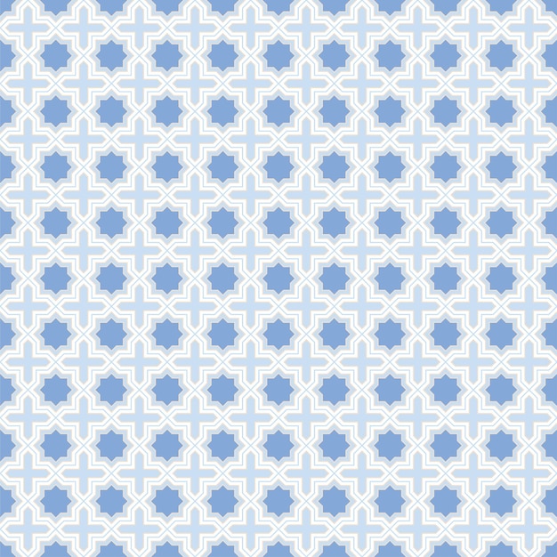 Geometrric blue mosaic tile seamless pattern vector arabesque style background