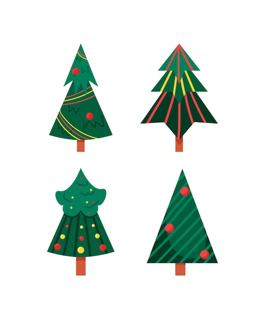 Geometry Christmas Trees in Flat Style