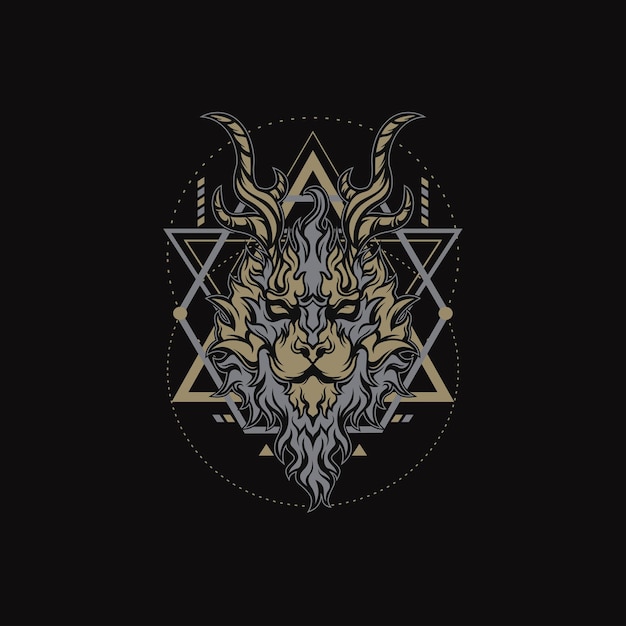 Geometry fire lion for merchandise, apparel, or other