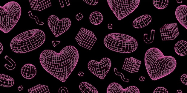 Download Neon Hearts Cyber Y2K Aesthetic Wallpaper