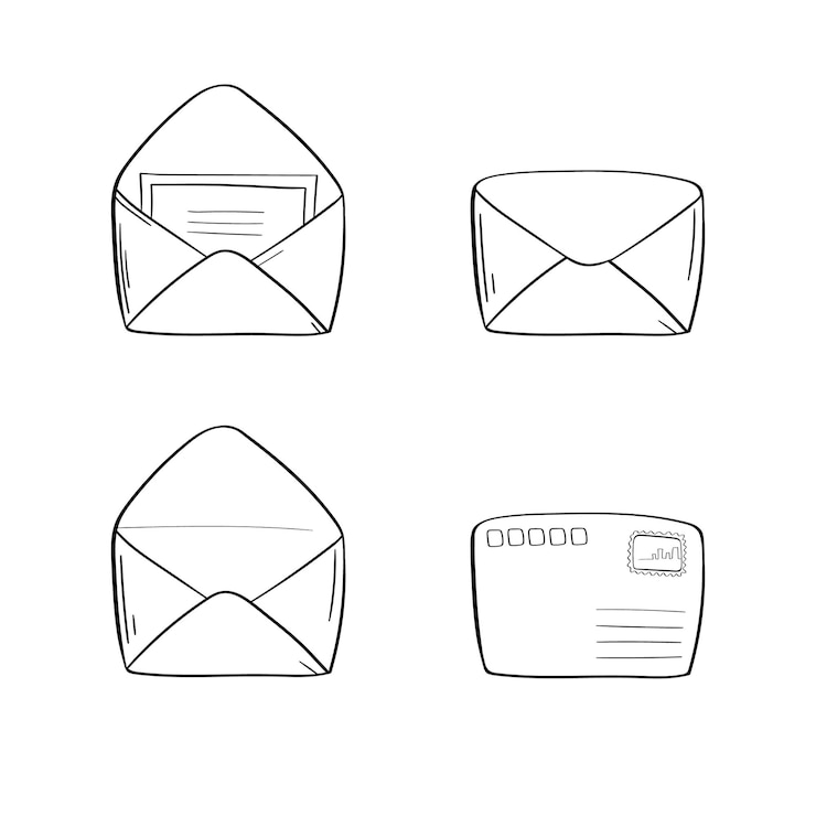 Vector geopende envelop in lineaire stijl.