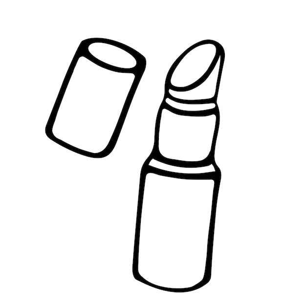 Geopende lippenstift doodle stijl vectorillustratie geïsoleerd op een witte achtergrond