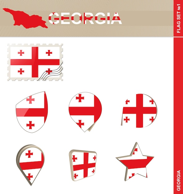 Georgia flag set flag set 1 vettore